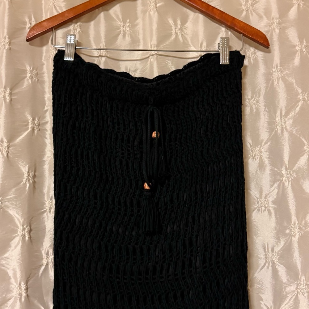 VICI Black Ivie Crochet Two-Piece Halter Crop Top Midi Skirt Set - Picture 12 of 16